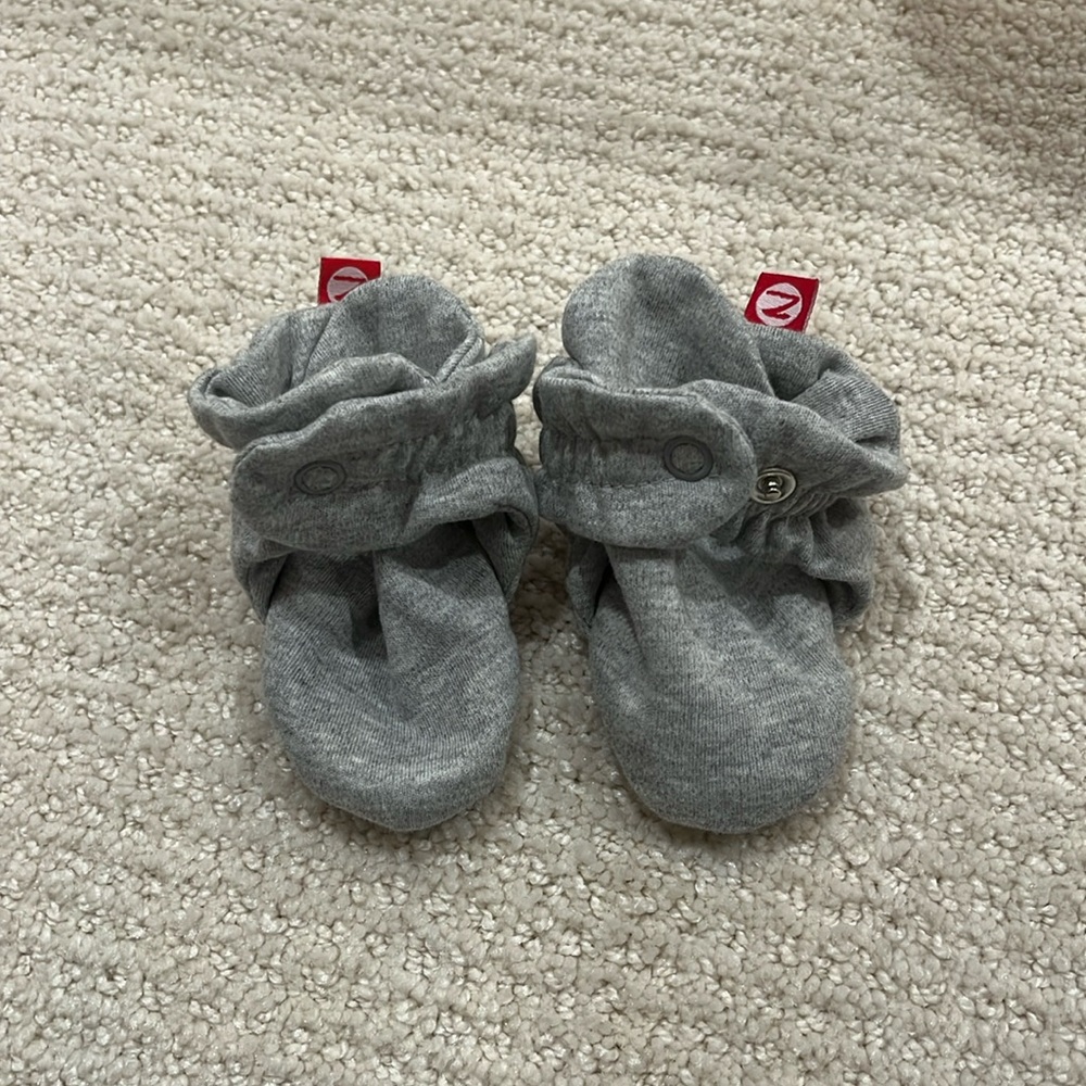Zutano Cotton Grey Booties 6m